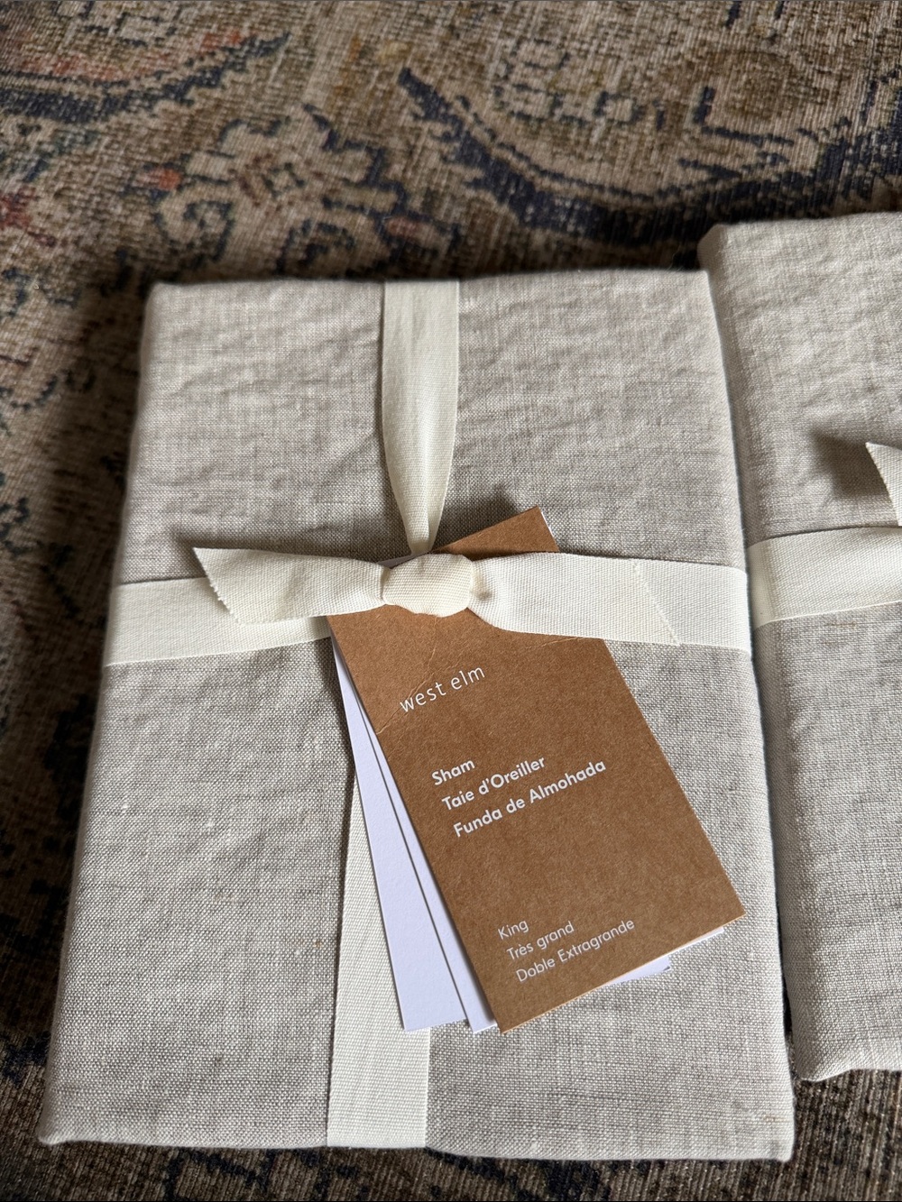West Elm European Flax Linen Sham in Natural Color NEW size King Set of 2 - Picture 7 of 10